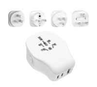 JSVER Set di Adattatori da Viaggio con 2 Prese USB C PD20W, Spina da Viaggio Internazionale con 4 Spine Rimovibili, Adattatore da Presa Elettrica per USA/Canada/Europa/Regno Unito/Cina/AUS (Bianco)