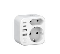 JSVER Universal 6 in 1 Travel Spin Adapter con 2 USB-C e 2 USB-A per Italia, Cile, Uruguay, Etiopia, Eritrea, Siria, Libia, San Marino e altro (con spina di tipo L)