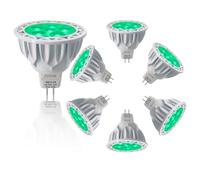 JSVSAL (6-Pack Not Dimmable Green MR16 GU5.3 Bi-Pin Base LED Bulbs,5W,20W 35W 50W Halogen Equivalent,AC/DC 12V Low Voltage,40 gradi Faretti per Landscape Yard Garden Tree Pool Holiday Lighting