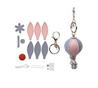 JSvsza Portachiavi in Pelle Conciata a Forma di Mongolfiera - Regalo Originale per Donna, Design Vintage con Cucitura Rinforzata, Adatto per Borsellino e Chiavi Auto, Pink