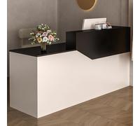 JSWHYBD Banco reception con cassetti e armadietti, bancone cassa in legno moderno ed elegante, adatto a piccoli saloni, negozi di bellezza, negozi al dettaglio e uffici C1 140cm/55in