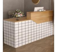 JSWHYBD Banco reception con cassetti e armadietti, bancone cassa in legno moderno ed elegante, adatto a piccoli saloni, negozi di bellezza, negozi al dettaglio e uffici F1 180cm/71in