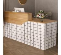 JSWHYBD Banco reception con cassetti e armadietti, bancone cassa in legno moderno ed elegante, adatto a piccoli saloni, negozi di bellezza, negozi al dettaglio e uffici F2 150cm/59in