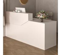 JSWHYBD Banco reception con cassetti e armadietti, bancone cassa in legno moderno ed elegante, adatto a piccoli saloni, negozi di bellezza, negozi al dettaglio e uffici D2 150cm/59in