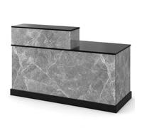 JSWHYBD Banco Reception L Moderno, Bancone Cassa per Estetica, Parrucchiere, Negozio e Ufficio, Finitura Effetto Marmo Grigio 160×55×100 cm Sinistra