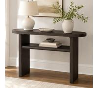 JSWHYBD Consolle ovale sottile da 31,5/39,4/47,2 pollici, tavolo da ingresso in legno a 2 livelli con ripiano portaoggetti, tavolino da divano stretto per ingresso, corridoio Brown 80cm/31.5in