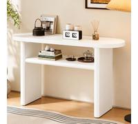 JSWHYBD Consolle ovale sottile da 31,5/39,4/47,2 pollici, tavolo da ingresso in legno a 2 livelli con ripiano portaoggetti, tavolino da divano stretto per ingresso, corridoio White 80cm/31.5in
