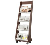 JSWHYBD Portariviste da Terra con Ruote, Espositore Mobile in Legno, Libreria Aperta a Più Livelli, Adatto per Studio, Soggiorno, Hall di Hotel e Ufficio C