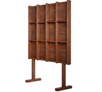 JSWHYBD Portariviste da Terra in Legno, Espositore Moderno in Legno Massello con Divisori Acrilici Rimovibili, Adatto per Soggiorno, Camera da Letto o Studio Walnut