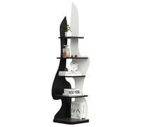 JSWHYBD Scaffale in legno moderno e unico, libreria alta e creativa in legno massello con 5 livelli di stoccaggio ad alta capacità, adatta per soggiorno, camera da letto, studio o balcone D