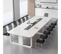 JSWHYBD Tavoli Sale Conferenze Tavoli Riunioni Seminariali Scrivania Sala Riunioni Grandi Conferenza Ufficio con Fori Filettatura Adatto a Una varietà Ambienti D'ufficio(White,240x120cm)