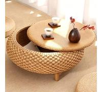 JSWHYBD Tavolino da caffè in rattan con contenitore, tavolini rotondi in stile ottomano Boho in vimini, adatti per soggiorno, vetrata e camera da letto Original 50cm/19.7in