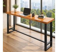 JSWHYBD Tavolo da Bar Lungo in Legno Massello, Modello Stretto con Struttura Metallica Resistente, Ideale per Cucina, Sala da Pranzo, Balcone e Dietro il Divano 180cm/71in