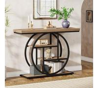 JSWHYBD Tavolo da ingresso in stile industriale vintage, consolle cava semicircolare a 4 livelli per riporre ed esporre il corridoio del soggiorno Light Brown 105 * 30 * 80cm
