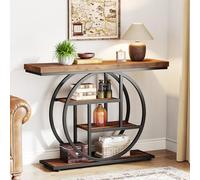 JSWHYBD Tavolo da ingresso in stile industriale vintage, consolle cava semicircolare a 4 livelli per riporre ed esporre il corridoio del soggiorno Brown 105 * 30 * 80cm