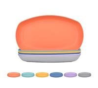 JSYMJSY Set di piatti, 6 pezzi, piatti piani plastica ovali da 29,5 cm, infrangibili, riutilizzabili, piatti da insalata leggera per Barbecue Feste Campeggio Picnic, Colori Vivaci