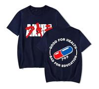 JSZHCB Anime Akira Good for Health Bad for Education T-Shirt con Stampa Unisex, Tee, Maglietta a Maniche Corte Girocollo Maglietta,Blu,M