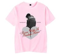 JSZHCB Damiano David Born with a Broken Heart T-Shirt con Stampa Unisex, Tee, Maglietta a Maniche Corte Girocollo Maglietta,Rosa,XS