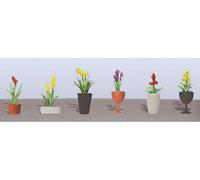 JT Assorted Potted Flower Plants 2, HO-Scale, (6pack)