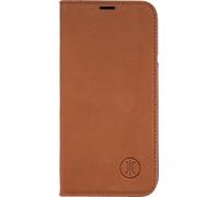 JT Berlin Custodia a libro in vera pelle, compatibile con Apple iPhone 17 (due scomparti interni per carte di credito, funzione supporto, utilizzabile senza restrizioni) - Cognac
