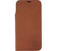 JT Berlin Custodia a libro in vera pelle, compatibile con Apple iPhone 17 Pro (due scomparti interni per carte di credito, funzione supporto, utilizzabile senza restrizioni) - Cognac