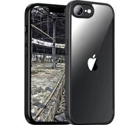 JT Berlin BackCase Pankow - Custodia ibrida compatibile con Apple iPhone 16e (protezione standard militare statunitense, ricarica wireless (Qi), fotocamera e pellicola protettiva, nero/trasparente