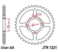 Jt Sprockets Pignone Posteriore 428 Jtr1221.45 Steel
