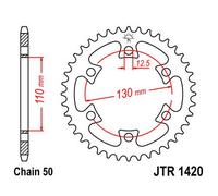 JT SPROCKETS CORONA PIATTO TRASMISSIONE POSTERIORE ACCIAIO JT 1420