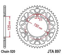 JT SPROCKETS JTA897.52BLK SPRKT RL 52T HUS BLK KTM SX 150 2015