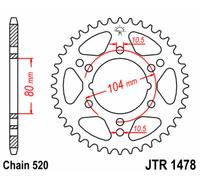 JT SPROCKETS Corona standard in acciaio 1478 - 520