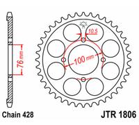 JT SPROCKETS Corona standard in acciaio 1806 - 428