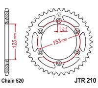 JT SPROCKETS Corona standard in acciaio 210 - 520
