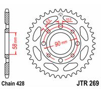 JT SPROCKETS Corona standard in acciaio 269 - 428