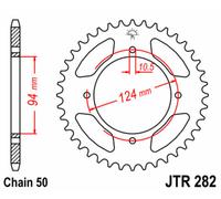 JT SPROCKETS Corona standard in acciaio 282 - 530