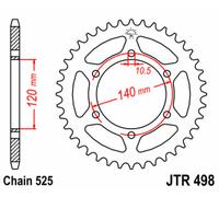 JT SPROCKETS Corona standard in acciaio 498 - 525