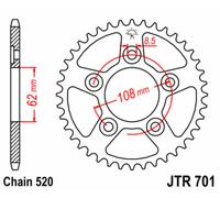 Jt Sprockets Pignone Posteriore 520 Jtr701.40 Steel