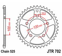 Jt Sprockets 525 Jtr702.42 Steel Rear Sprocket Argento 42t