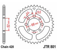 JT SPROCKETS Corona standard in acciaio 801 - 420