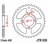 JT SPROCKETS Corona standard in acciaio 838 - 428