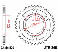 JT SPROCKETS Corona standard in acciaio 846 - 520