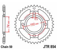 JT SPROCKETS Corona standard in acciaio 854 - 530