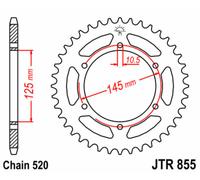 JT SPROCKETS Corona standard in acciaio 855 - 520