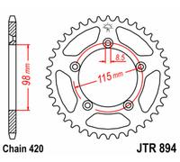 JT SPROCKETS Corona standard in acciaio 894 - 420