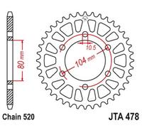 JT SPROCKETS Corona ultraleggera in alluminio antifango 478 - 520