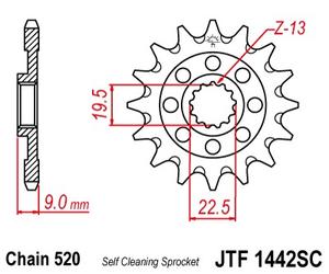 JT SPROCKETS JTF1442.13SC PIGNONE 13 DENTI - SUZUKI RMZ 250 2016
