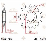 JT SPROCKETS JTF1591.16 PIGNONE GOMMATO 16 DENTI - YAMAHA FZ8 2013