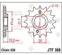 JT SPROCKETS JTF308.14 PIGNONE SUZUKI GSX R 1100 CONVERSIONE 520 1992