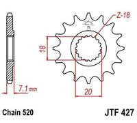 JT SPROCKETS JTF427.13SC PIGNONE 13 DENTI - SUZUKI RMZ 250 2007