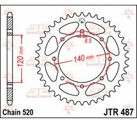 JT SPROCKETS JTR487.37 SPROCKET REAR 37T 520 KAWASAKI KLE 250 ANHELO 1995
