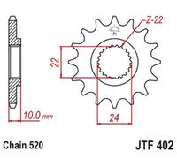JT SPROCKETS Pignone 16 denti acciaio standard non 520 tipo 402